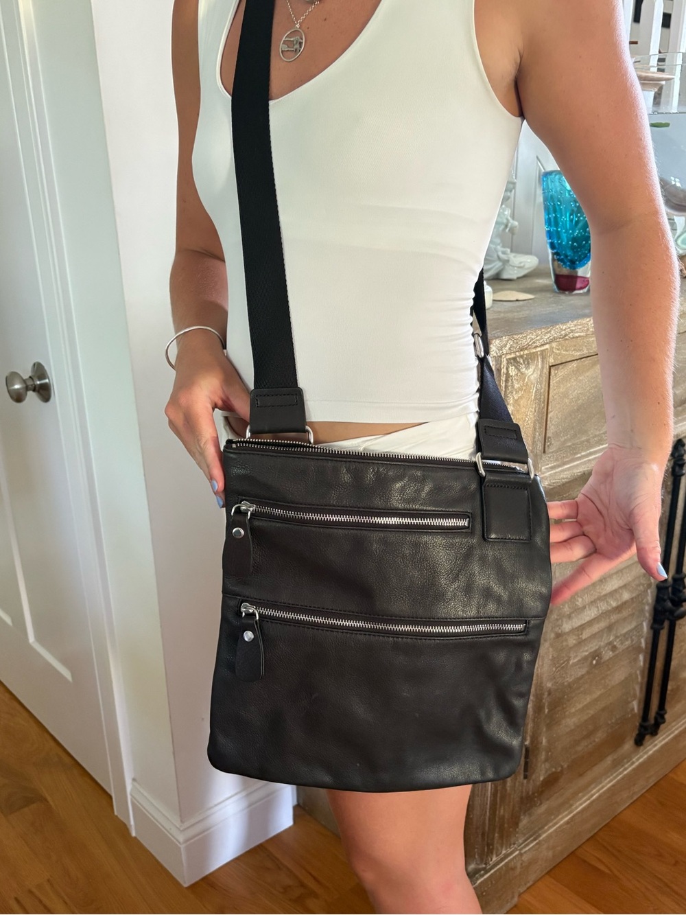 margot black soft leather crossbody